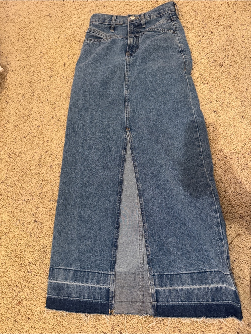 Mango denim maxi skirt with front slit
